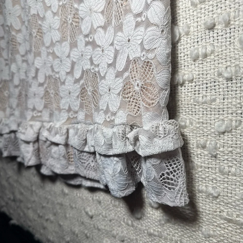 Juniors‎ Large Dress Lace Floral Ruffle Lined Cottage Coquette Sleeveless Y2k